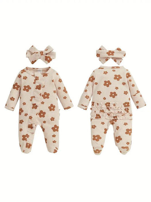 Mameluco de punto gofre con estampado floral y cremallera - Quierox - Tienda Online