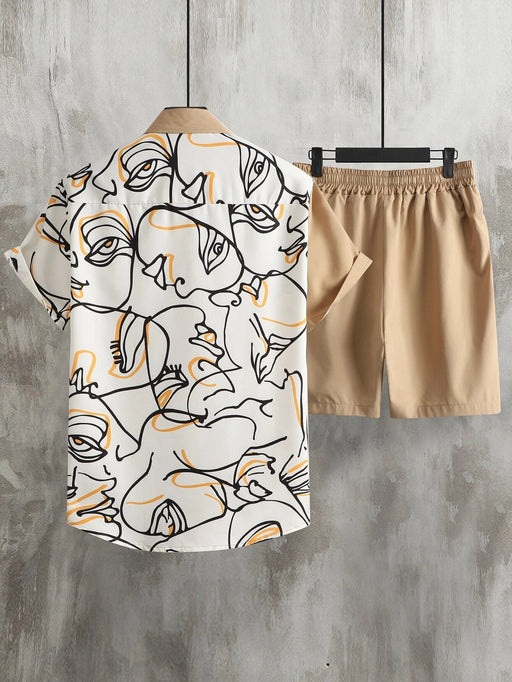 Manfinity Camisa de color combinado con estampado de figura & Shorts - Quierox - Tienda Online