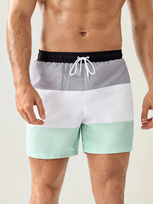 Manfinity Hombres Shorts de natación de rayas de color combinado - Quierox - Tienda Online