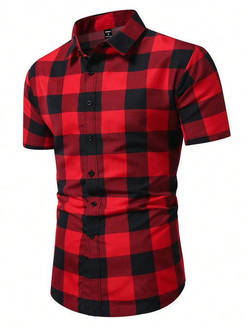 Manfinity Homme Camisa de manga corta con estampado de cuadros para hombres - Quierox - Tienda Online