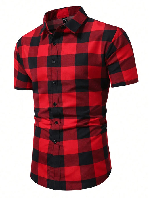 Manfinity Homme Camisa de manga corta con estampado de cuadros para hombres - Quierox - Tienda Online