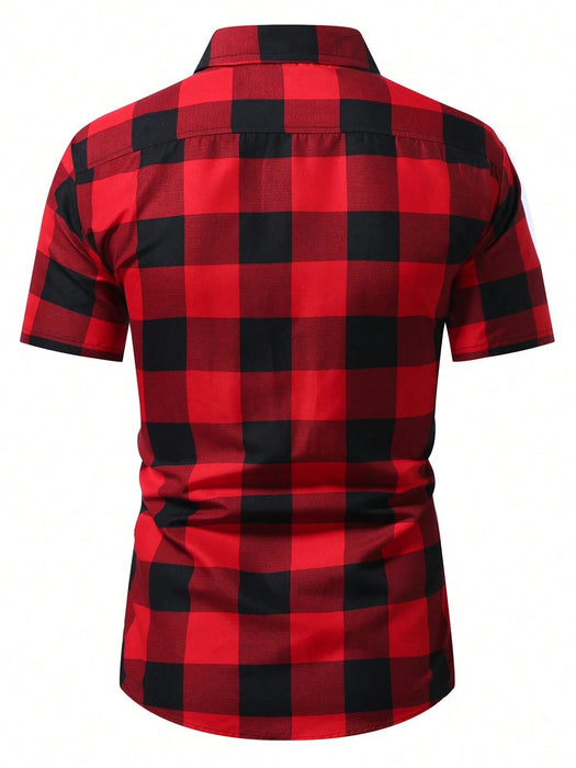 Manfinity Homme Camisa de manga corta con estampado de cuadros para hombres - Quierox - Tienda Online
