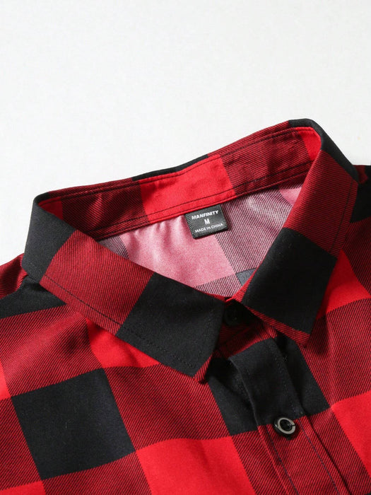 Manfinity Homme Camisa de manga corta con estampado de cuadros para hombres - Quierox - Tienda Online