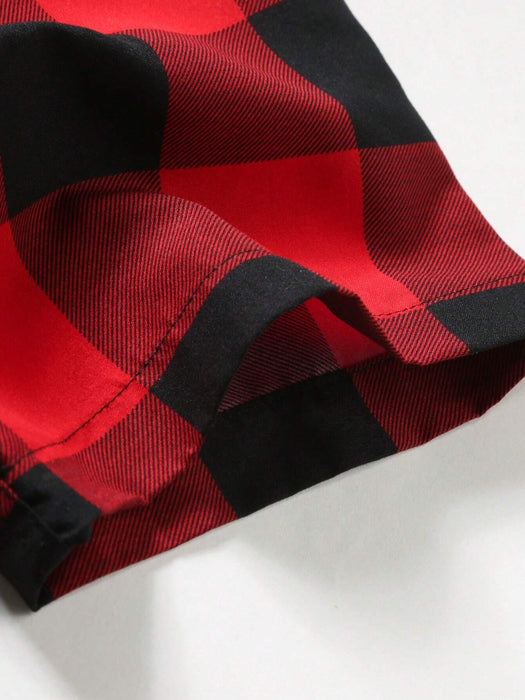 Manfinity Homme Camisa de manga corta con estampado de cuadros para hombres - Quierox - Tienda Online