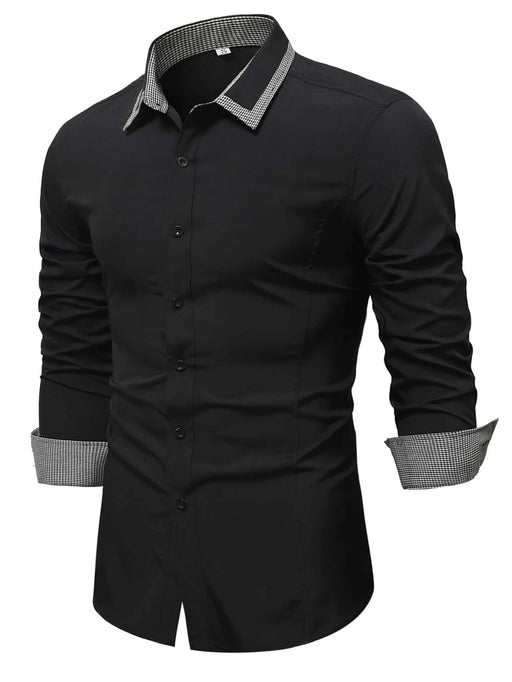 Manfinity Homme Camisa para Hombre con Ribete de Pata de Gallo en Contraste - Quierox - Tienda Online