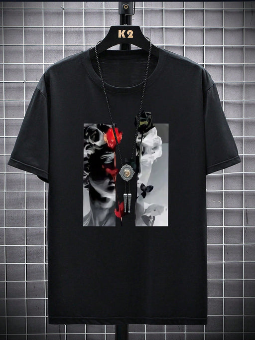 Manfinity Homme Camiseta con estampado floral y escultura para hombre - Quierox - Tienda Online