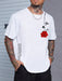 Manfinity Homme Hombres Camiseta con estampado floral con slogan - Quierox - Tienda Online