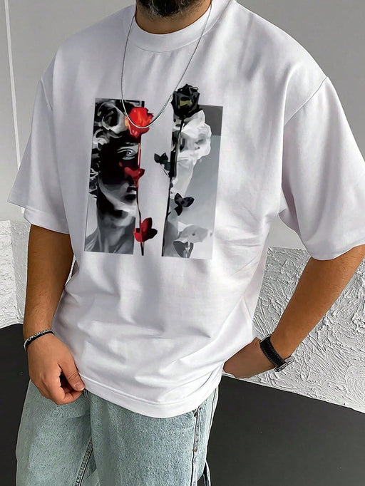 Manfinity Homme Hombres Camiseta escultura & con estampado floral - Quierox - Tienda Online