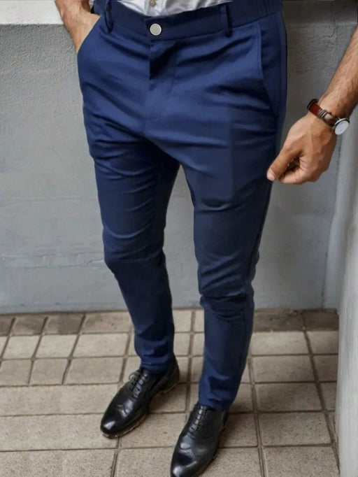 Manfinity Mode Pantalones de traje cónicos de color liso con bolsillos inclinados para hombre - Quierox - Tienda Online
