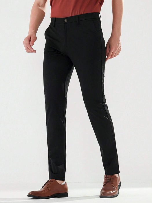 Manfinity Mode Pantalones de traje lisos con bolsillo inclinado para hombre - Quierox - Tienda Online