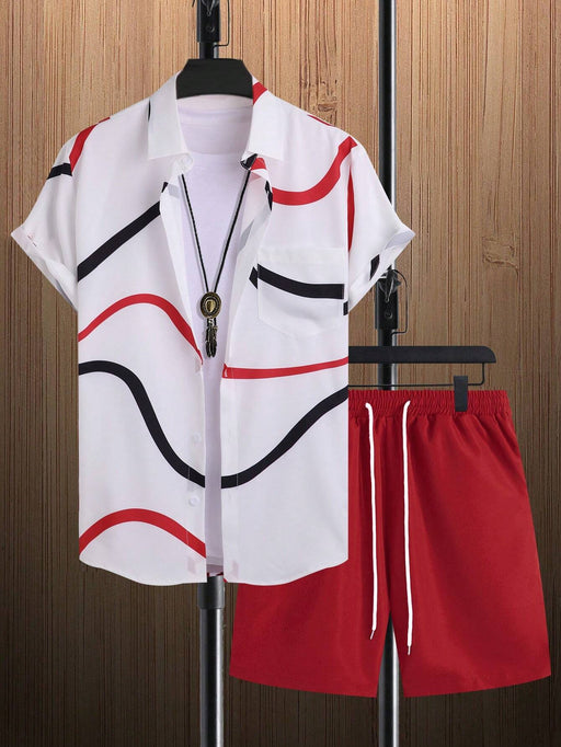 Manfinity RSRT Conjunto de camisa y pantalones cortos con estampado gráfico para hombre - Quierox - Tienda Online