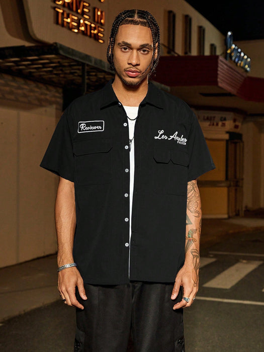 Manfinity Streetrush Camisa informal holgada con diseño de bolsillo utilitario para hombre - Quierox - Tienda Online