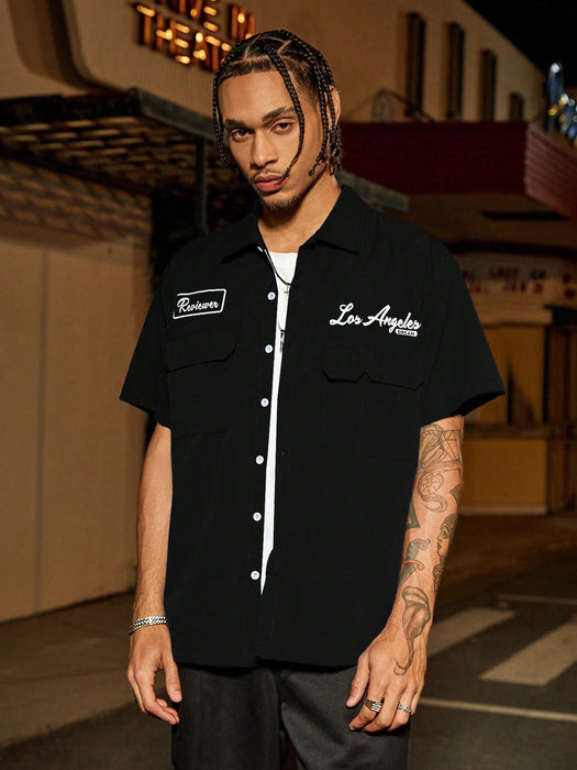 Manfinity Streetrush Camisa informal holgada con diseño de bolsillo utilitario para hombre - Quierox - Tienda Online