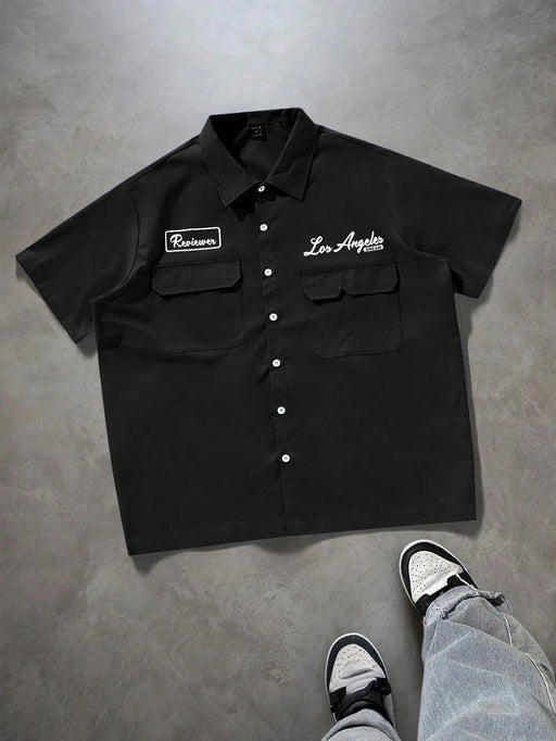 Manfinity Streetrush Camisa informal holgada con diseño de bolsillo utilitario para hombre - Quierox - Tienda Online