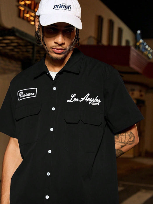 Manfinity Streetrush Camisa informal holgada con diseño de bolsillo utilitario para hombre - Quierox - Tienda Online