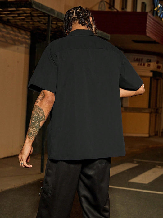 Manfinity Streetrush Camisa informal holgada con diseño de bolsillo utilitario para hombre - Quierox - Tienda Online