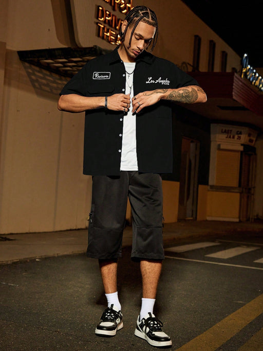 Manfinity Streetrush Camisa informal holgada con diseño de bolsillo utilitario para hombre - Quierox - Tienda Online