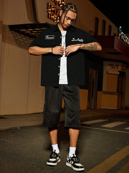 Manfinity Streetrush Camisa informal holgada con diseño de bolsillo utilitario para hombre - Quierox - Tienda Online