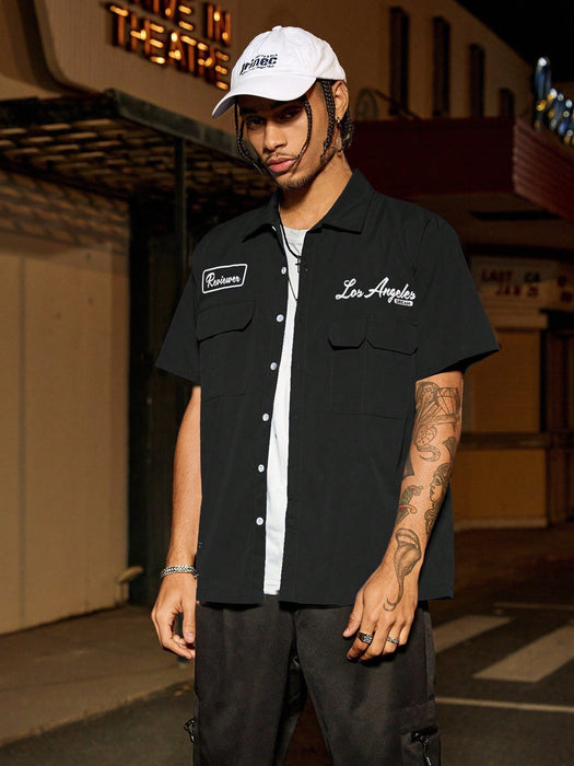 Manfinity Streetrush Camisa informal holgada con diseño de bolsillo utilitario para hombre - Quierox - Tienda Online