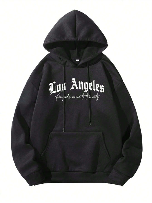 Manfinity Sudadera con capucha con hombros caídos y gráfico de alas y eslogan - Quierox - Tienda Online