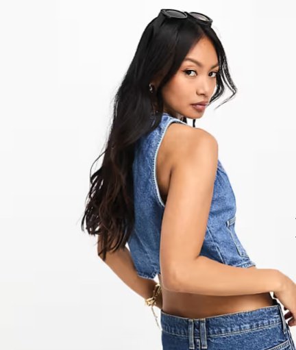 Mango Chaleco vaquero ajustado en azul medio - Quierox - Tienda Online