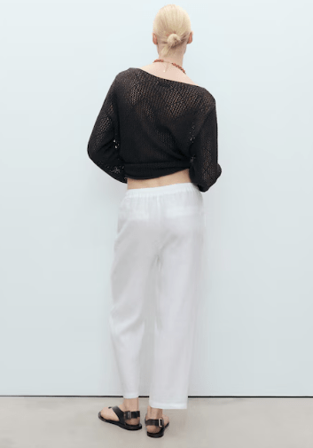 MANGO Pantalón recto de lino - Quierox - Tienda Online