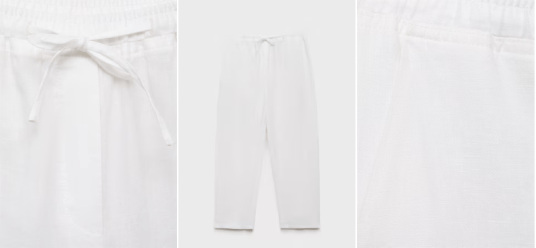 MANGO Pantalón recto de lino - Quierox - Tienda Online