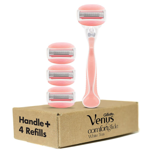 Maquinilla de afeitar Gillette Venus ComfortGlide White Tea para mujer (1 mango + 4 recambios de cuchillas) - Quierox - Tienda Online