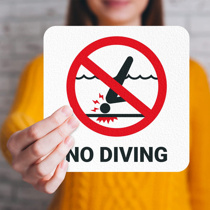 Marcador de profundidad antideslizante con símbolo de no buceo - 6 x 6 pulgadas - Quierox - Tienda Online