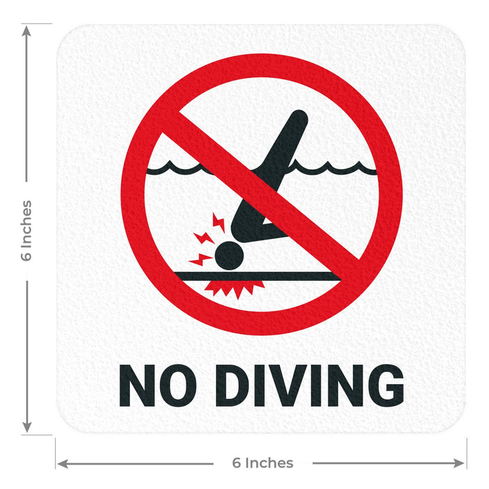 Marcador de profundidad antideslizante con símbolo de no buceo - 6 x 6 pulgadas - Quierox - Tienda Online