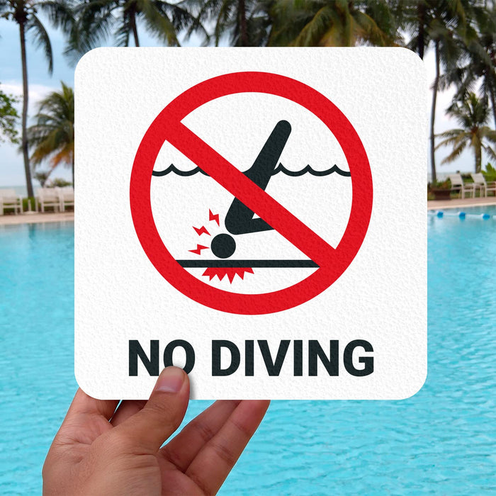 Marcador de profundidad antideslizante con símbolo de no buceo - 6 x 6 pulgadas - Quierox - Tienda Online