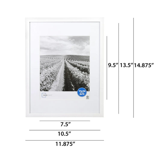Marco de fotos lineal Mainstays de 11 x 14 con paspartú de 8 x 10, blanco - Quierox - Tienda Online