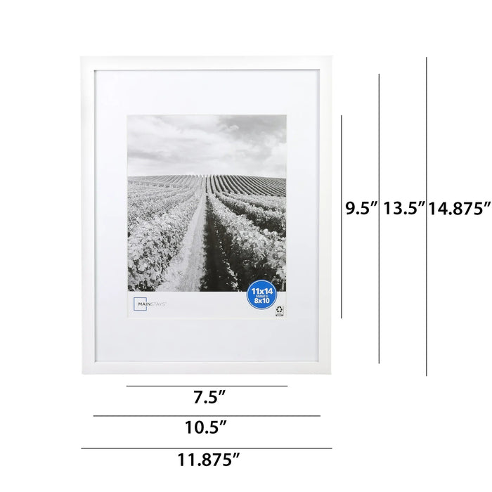 Marco de fotos lineal Mainstays de 11 x 14 con paspartú de 8 x 10, blanco - Quierox - Tienda Online