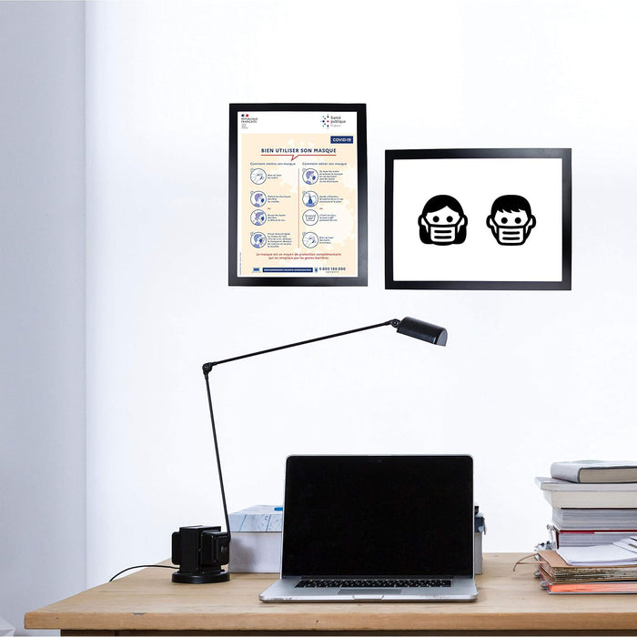 Marco expositor magnético para documentos A4 - Tiras adhesivas - Paquete de 2 (negro) - Quierox - Tienda Online