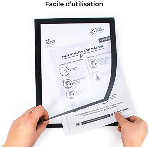 Marco expositor magnético para documentos A4 - Tiras adhesivas - Paquete de 2 (negro) - Quierox - Tienda Online