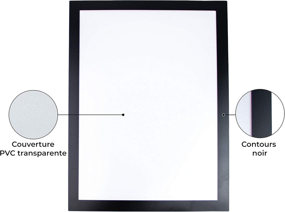 Marco expositor magnético para documentos A4 - Tiras adhesivas - Paquete de 2 (negro) - Quierox - Tienda Online