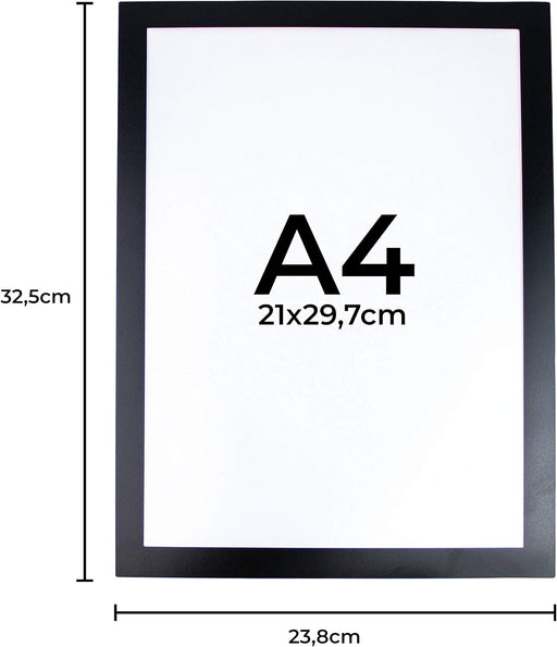 Marco expositor magnético para documentos A4 - Tiras adhesivas - Paquete de 2 (negro) - Quierox - Tienda Online