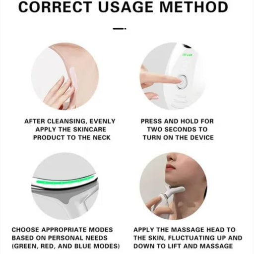 Masajeador para cuello y facial de luz pulsada, LED y termoterapia - Quierox - Tienda Online