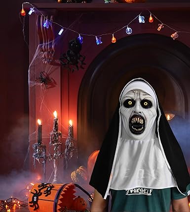 Máscara de monja aterradora para adultos, máscara de látex de terror de Halloween - Quierox - Tienda Online