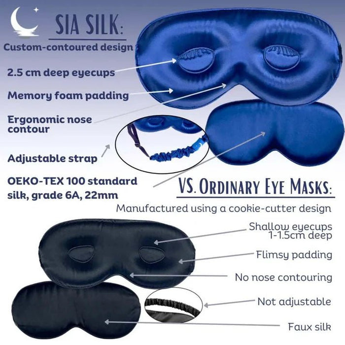 Máscara para dormir Sia Silk® con copas para los ojos extra profundas para pestañas largas - Quierox - Tienda Online