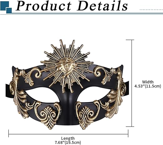 Máscaras de mascarada OIDEA para hombres: Máscara de media cara del dios del sol romano - Quierox - Tienda Online