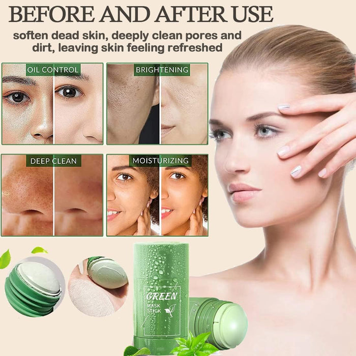 Mascarilla en barra verde, Mascarilla de té verde, Mascarilla anti - puntos negros - Quierox - Tienda Online