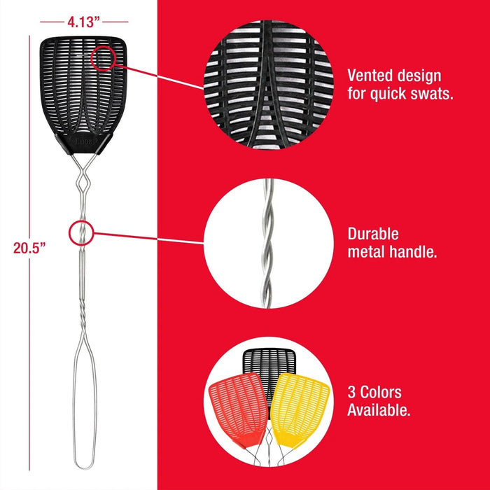 Matamoscas Enoz, matamoscas de plástico con mango de alambre, rojo 2 unidades - Quierox - Tienda Online