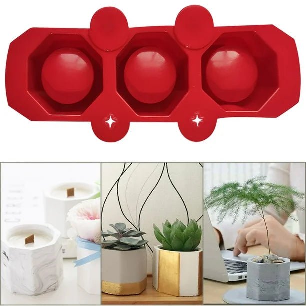 Matsuzay Maceta de hormigón poligonal geométrica redonda de 3 agujeros - Quierox - Tienda Online