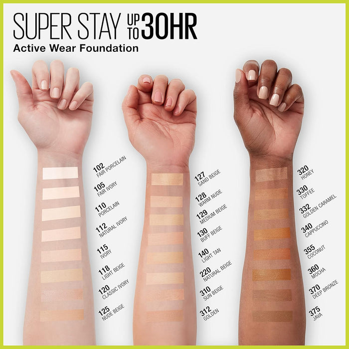 Maybelline Super Stay Base líquida de cobertura completa, hasta 30 horas de uso - Quierox - Tienda Online
