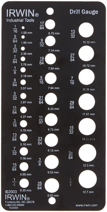 Medidor de brocas Irwin 12092 con 29 orificios - Quierox - Tienda Online