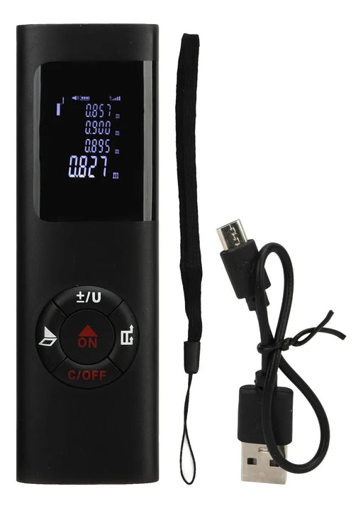 Medidor de distancia electrónico con telémetro, recargable por USB,60m - Quierox - Tienda Online