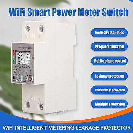 Medidor de energía inteligente con WiFi Brilluxa, protección múltiple con disyuntor - Quierox - Tienda Online