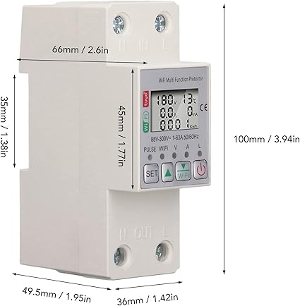 Medidor de energía inteligente con WiFi Brilluxa, protección múltiple con disyuntor - Quierox - Tienda Online