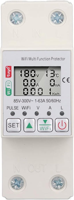 Medidor de energía inteligente con WiFi Brilluxa, protección múltiple con disyuntor - Quierox - Tienda Online